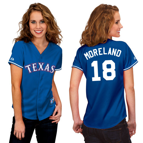 Mitch Moreland #18 mlb Jersey-Texas Rangers Women's Authentic 2014 Alternate Blue Baseball Jersey